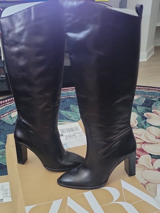 Zara Shoes - Zara Black Knee-High Leather Heeled Boots